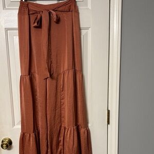 ee:some Women’s Medium Rust Colored Tiered Palazzo Pants Boho Wide Leg